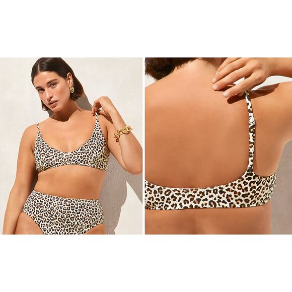 J Crew Lana Bikini Top L NWT Classic Sculpt Leopard Tan Black Beach CI691 J.Crew - Picture 4 of 6